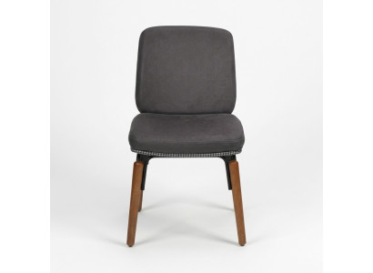 Chaise de salle à manger grise Chaise moderne en bois Siège rembourré de designer Meubles