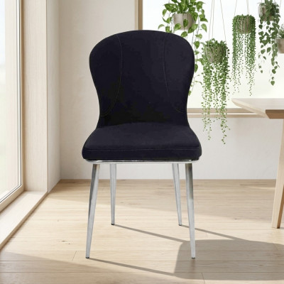 Chaise de cuisine design en acier inoxydable noir Luxueux fauteuils inclinables rembourrés