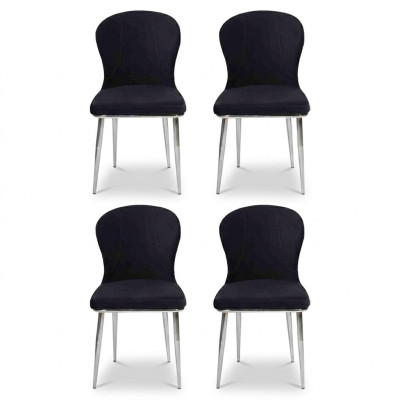 Groupe Ensemble 4x Fauteuil Chaise Design Tissu Rembourré Chaises Salle à manger Textile