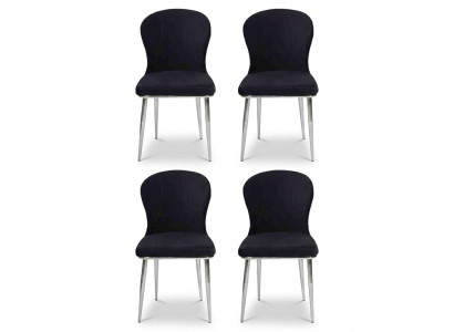 Groupe Ensemble 4x Fauteuil Chaise Design Tissu Rembourré Chaises Salle à manger Textile