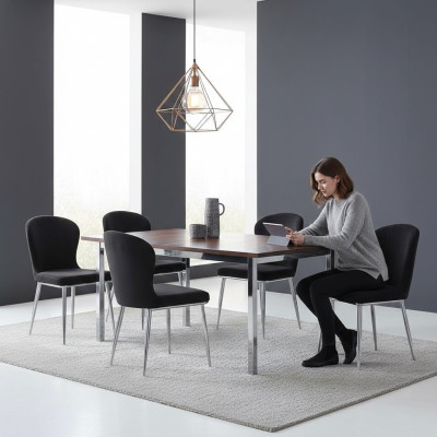 Groupe de six chaises de la suite, ensemble de chaises avec tissu d'ameublement pour la salle à manger, neuf.