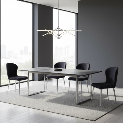 Groupe de six chaises de la suite, ensemble de chaises avec tissu d'ameublement pour la salle à manger, neuf.