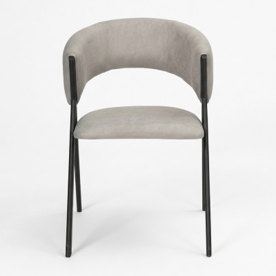 Chaise de salle à manger gris clair, designer, rembourrée, structure en métal, une place