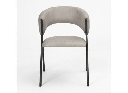 Chaise de salle à manger gris clair, designer, rembourrée, structure en métal, une place