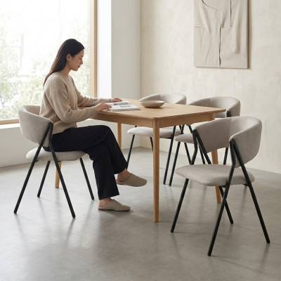 Salle à manger Ensemble de groupe textile 4x fauteuil Chaise Design Tissu Revêtement de chaise