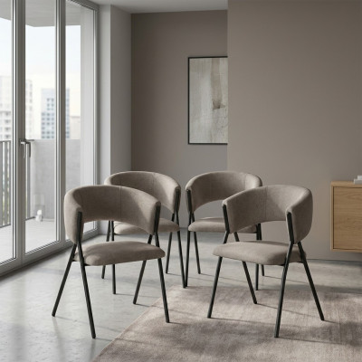 Salle à manger Ensemble de groupe textile 4x fauteuil Chaise Design Tissu Revêtement de chaise