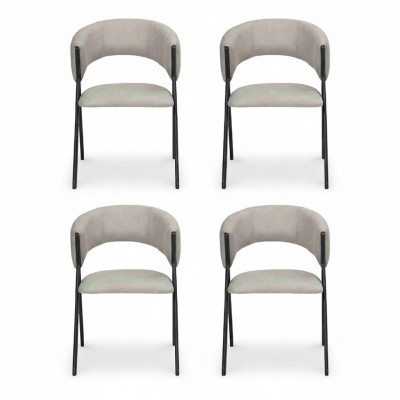 Salle à manger Ensemble de groupe textile 4x fauteuil Chaise Design Tissu Revêtement de chaise