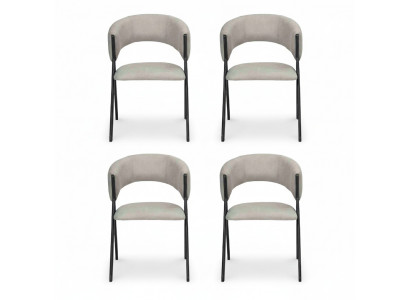 Salle à manger Ensemble de groupe textile 4x fauteuil Chaise Design Tissu Revêtement de chaise