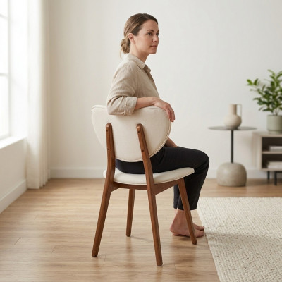 Chaise de salle à manger blanche Chaise design en bois Siège luxueux à accoudoirs individuel