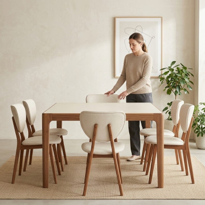 Modern White 6x Chairs Wooden Chair Single Seater Chair without Armrests new  Chaises blanches modernes en bois 6x Chaise individuelle sans accoudoirs neuve