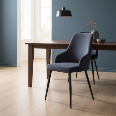 Chaise noire moderne Siège rembourré Mobilier de designer Cuisine Chaises à cadre en bois