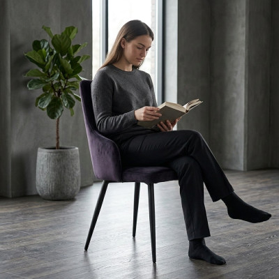 Chaises de designer noires 2x Chaises de luxe Salle à manger Mobilier moderne à un siège
