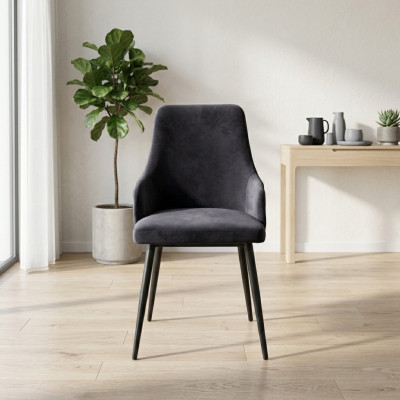 Chaises de designer noires 2x Chaises de luxe Salle à manger Mobilier moderne à un siège
