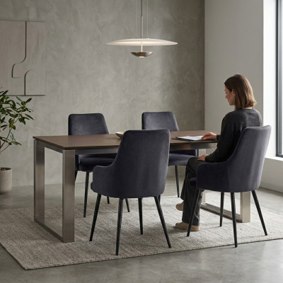 Chaises de concepteur noires modernes 4x de salle à manger de luxe Meubles monoplaces