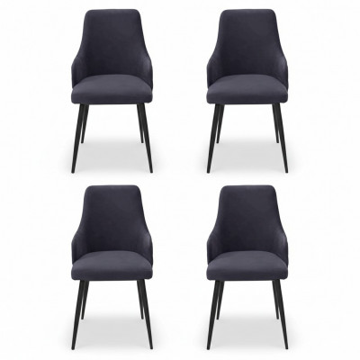 Chaises de concepteur noires modernes 4x de salle à manger de luxe Meubles monoplaces