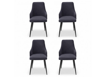 Chaises de concepteur noires modernes 4x de salle à manger de luxe Meubles monoplaces