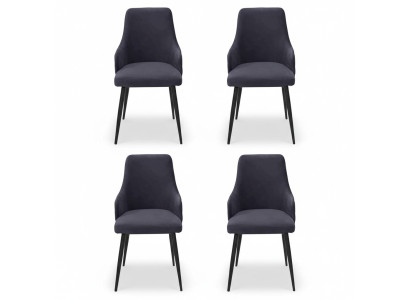 Chaises de concepteur noires modernes 4x de salle à manger de luxe Meubles monoplaces