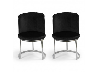 Chaises design noires 2x avec pieds en acier inoxydable Chaises de salle à manger modernes