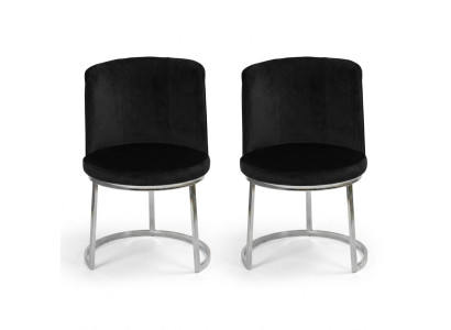 Chaises design noires 2x avec pieds en acier inoxydable Chaises de salle à manger modernes