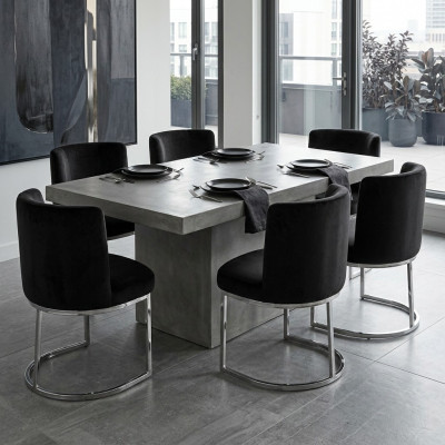 Chaises de salle à manger modernes noires de designer 6x avec pieds en acier inoxydable