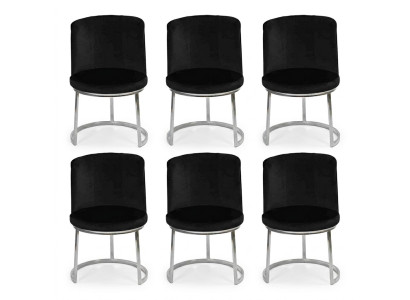 Chaises de salle à manger modernes noires de designer 6x avec pieds en acier inoxydable