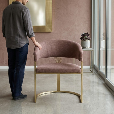 Chaise de salle à manger moderne Designer Luxe éléments en acier inoxydable Textile nouveau