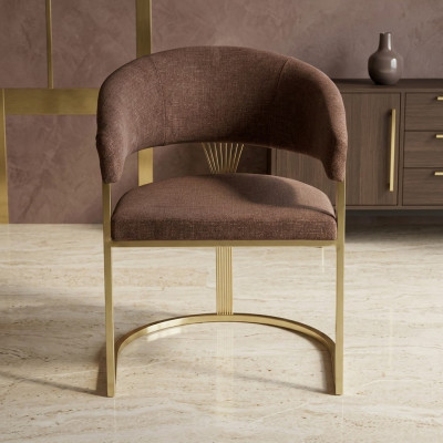 Chaise de salle à manger moderne Designer Luxe éléments en acier inoxydable Textile nouveau