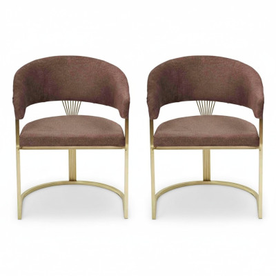 Salle à manger moderne 2x Chaises Designer Luxe éléments en acier inoxydable Textile neuf.