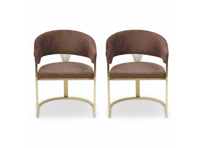 Salle à manger moderne 2x Chaises Designer Luxe éléments en acier inoxydable Textile neuf.