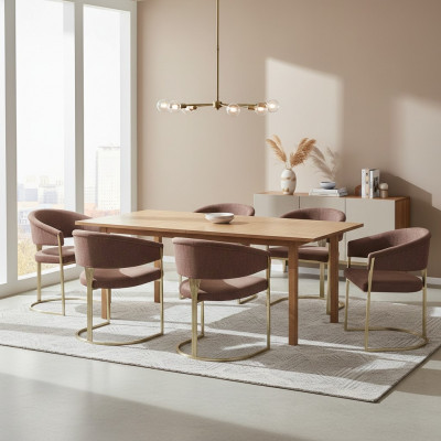 Suite Fauteuil Braun Complet Design Moderne Nouvel Ensemble 6x Chaises Chaise Rembourrage
