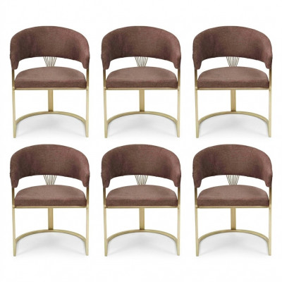 Suite Fauteuil Braun Complet Design Moderne Nouvel Ensemble 6x Chaises Chaise Rembourrage
