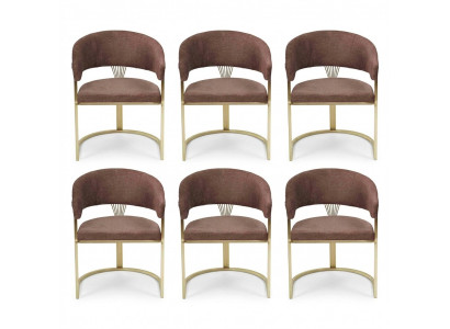 Suite Fauteuil Braun Complet Design Moderne Nouvel Ensemble 6x Chaises Chaise Rembourrage