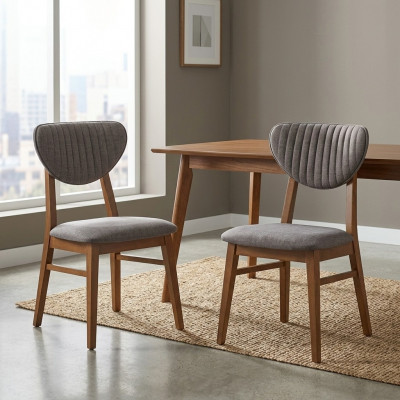 Chaise moderne avec rembourrage gris 2x chaises de salon en bois textile fauteuil en bois nouveau