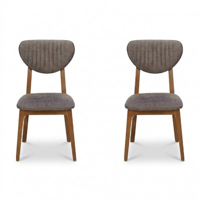 Chaise moderne avec rembourrage gris 2x chaises de salon en bois textile fauteuil en bois nouveau