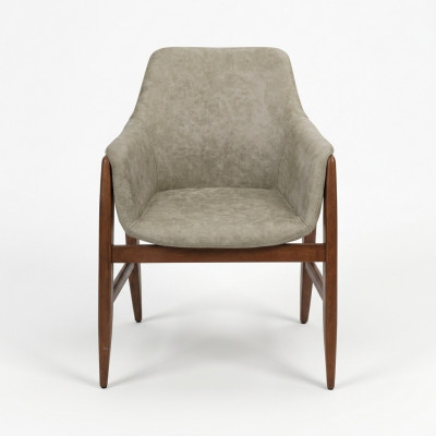 Chaise de salle à manger Chaise de cuisine Fauteuil inclinable en tissu en bois Moderne Gris