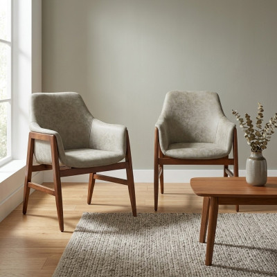 Chaise de salle à manger 2x Chaises Chaise de cuisine Fauteuil en bois Tissu Moderne Gris
