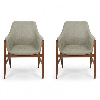 Chaise de salle à manger 2x Chaises Chaise de cuisine Fauteuil en bois Tissu Moderne Gris