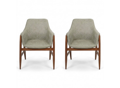 Chaise de salle à manger 2x Chaises Chaise de cuisine Fauteuil en bois Tissu Moderne Gris