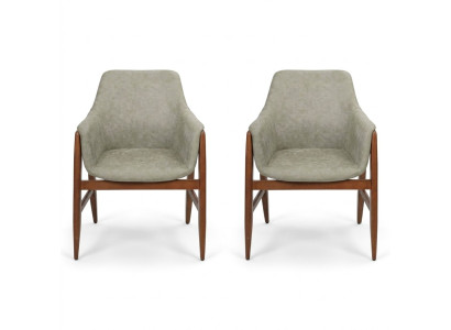 Chaise de salle à manger 2x Chaises Chaise de cuisine Fauteuil en bois Tissu Moderne Gris