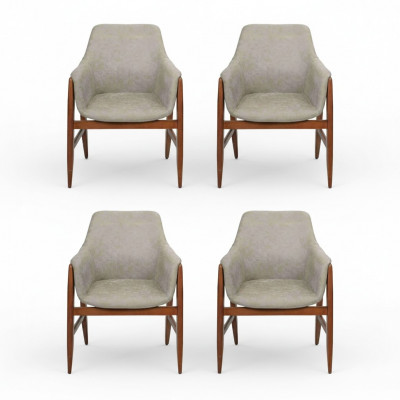 Chaise de salle à manger 4x Chaises Chaise de cuisine Fauteuil inclinable Bois Tissu Moderne Chaise grise