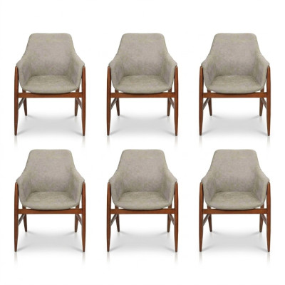 Chaise de salle à manger gris moderne 6x Chaises de cuisine Inclinable en bois et tissu