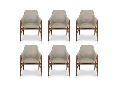 Chaise de salle à manger gris moderne 6x Chaises de cuisine Inclinable en bois et tissu