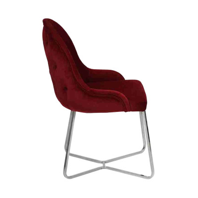 Chaise de salle à manger rouge Chaise de cuisine de designer Fauteuil en acier inoxydable luxueux