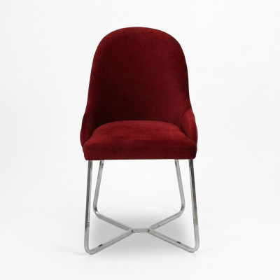 Chaise de salle à manger rouge Chaise de cuisine de designer Fauteuil en acier inoxydable luxueux