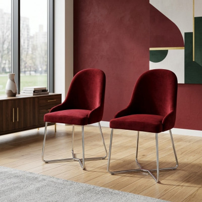 Moderne Rouge 2x Chaises Luxe Mobilier de salle à manger Chaises neuves Mobilier Chaise de salle à manger