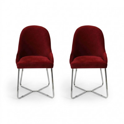 Moderne Rouge 2x Chaises Luxe Mobilier de salle à manger Chaises neuves Mobilier Chaise de salle à manger