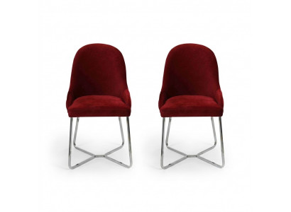 Moderne Rouge 2x Chaises Luxe Mobilier de salle à manger Chaises neuves Mobilier Chaise de salle à manger