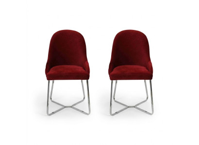 Moderne Rouge 2x Chaises Luxe Mobilier de salle à manger Chaises neuves Mobilier Chaise de salle à manger