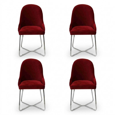 Chaises modernes Mobilier de salle à manger de luxe Rouge 4x Chaises Meubles Chaise de salle à manger