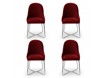 Chaises modernes Mobilier de salle à manger de luxe Rouge 4x Chaises Meubles Chaise de salle à manger